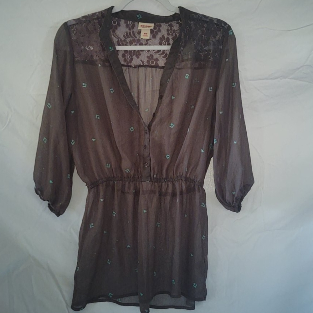 Women's Gray Sheer Top